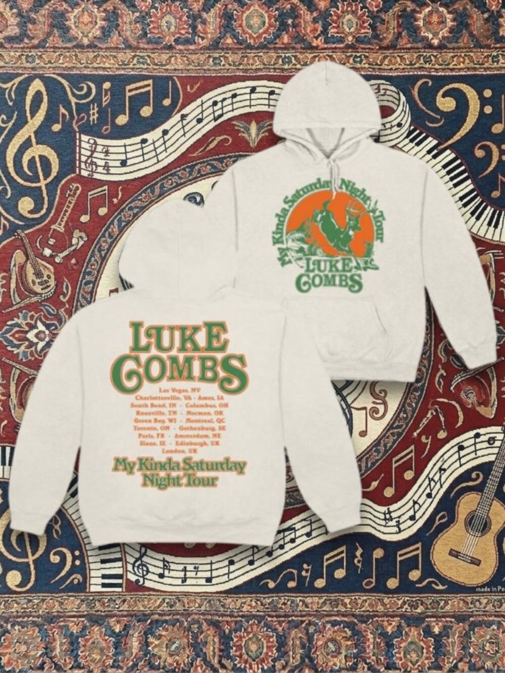 Vintage Luke Combs My Kinda Saturday Night Tour 2026 Graphic Hoodie